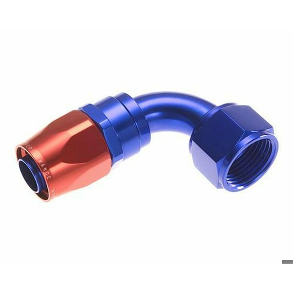 Redhorse -12 AN Hose, -12 AN Outlet, 90 Degree, Anodized, Red/ Blue, Aluminum, Single 1090-12-1